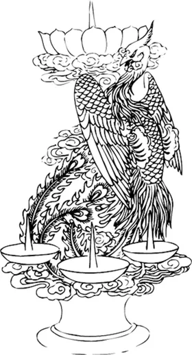 手绘水彩凤凰