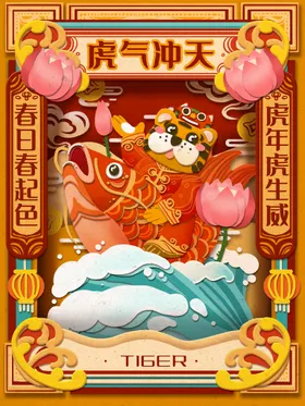 虎年素材贺岁插画美陈