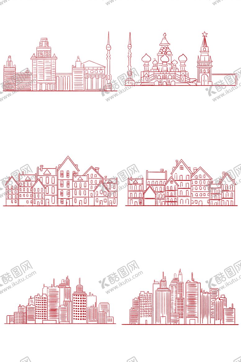 编号：99231909250240116267【酷图网】源文件下载-线绘城市剪影