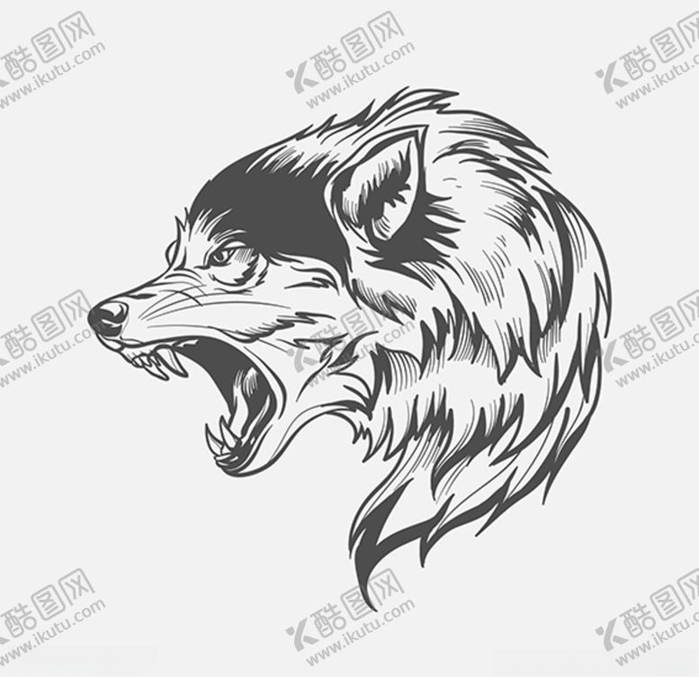 编号：75865409291209062593【酷图网】源文件下载-狼黑白图