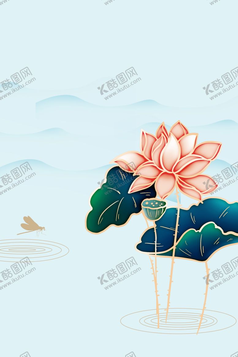 编号：44465310010536141074【酷图网】源文件下载-夏日荷花背景