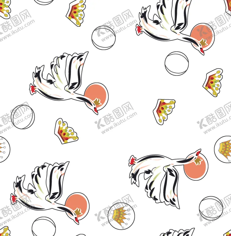 编号：42895410102032464642【酷图网】源文件下载-手绘天鹅图案