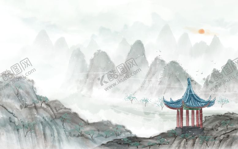 编号：53208410110921557469【酷图网】源文件下载-山水国风古风背景海报素材