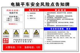 电脑平车安全风险点告知牌