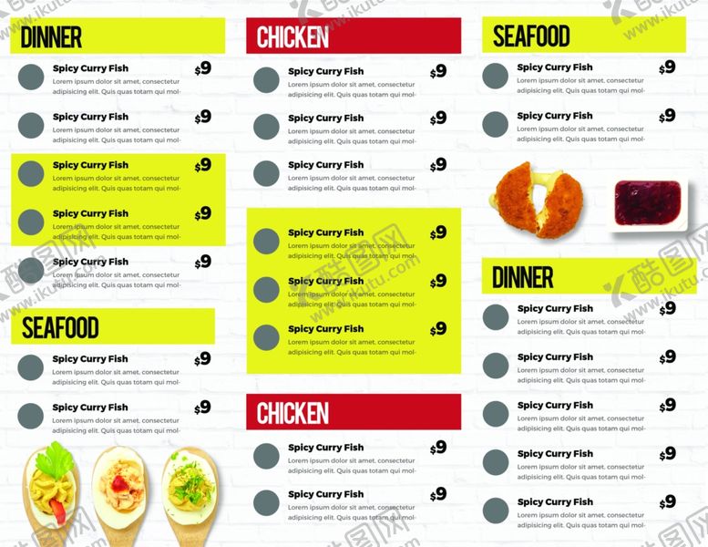 编号：63299810311916436452【酷图网】源文件下载-菜单三折页