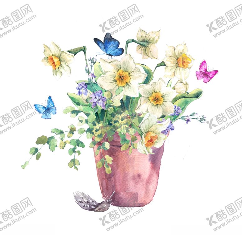 编号：47366604201925311005【酷图网】源文件下载-手绘水彩花朵花束png素材