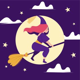 卡通魔女人物万圣节巫
