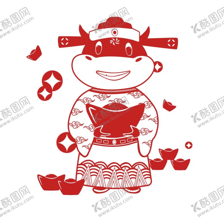 编号：25812306291254083197【酷图网】源文件下载-牛年剪纸