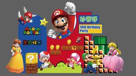 超级玛丽马里奥宝宝生日宴活动美陈