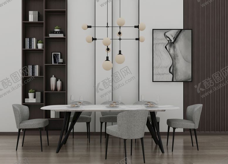 编号：30825306302110269874【酷图网】源文件下载-现代桌椅3d模型
