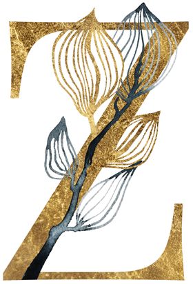 金色花纹字母