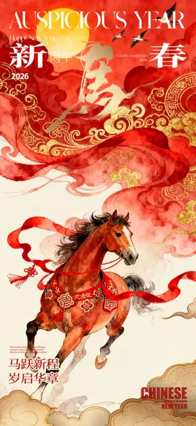 新年海报  马年海报