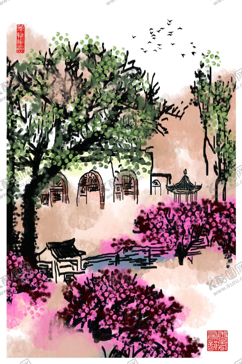 编号：59495509191058151138【酷图网】源文件下载-江南水墨装饰画