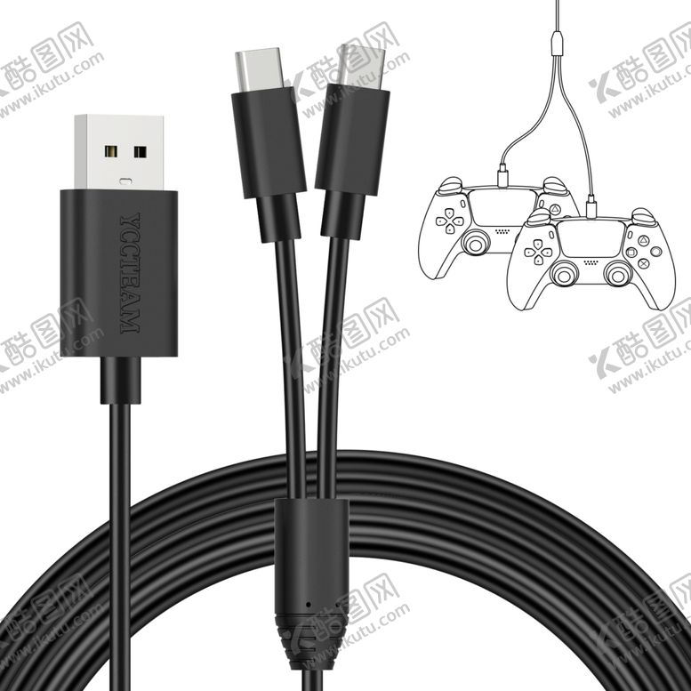 编号：38438405132042523147【酷图网】源文件下载-PS5手柄充电线白底图