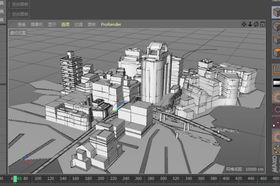 c4d模型几何低面体城市建筑