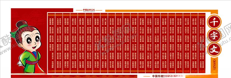 编号：63186207020707193998【酷图网】源文件下载-校园文化墙面——千字文