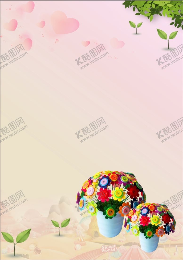 编号：83003901300314254437【酷图网】源文件下载-纽扣花海报