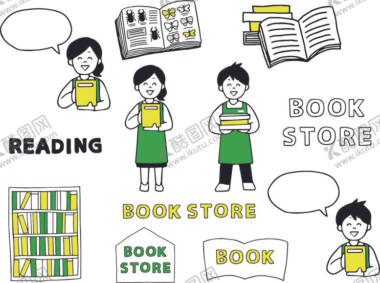 编号：90128711021049135022【酷图网】源文件下载-儿童书店阅读场景插画