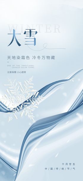 大雪节气海报二十四地产冬季花