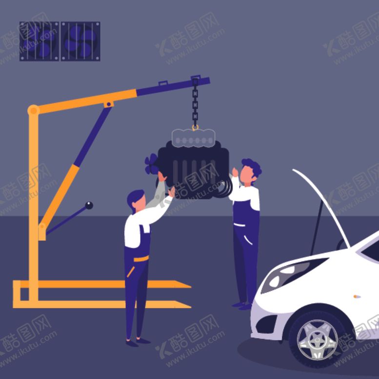 编号：57998409150152592430【酷图网】源文件下载-汽车修理主题插画