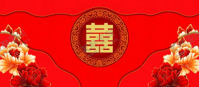 编号：38463810122304105484【酷图网】源文件下载-红色中式婚礼背景