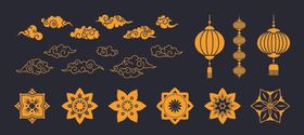 中国风祥云灯笼花纹图片