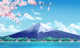 日本富士山插画卡通海报素材