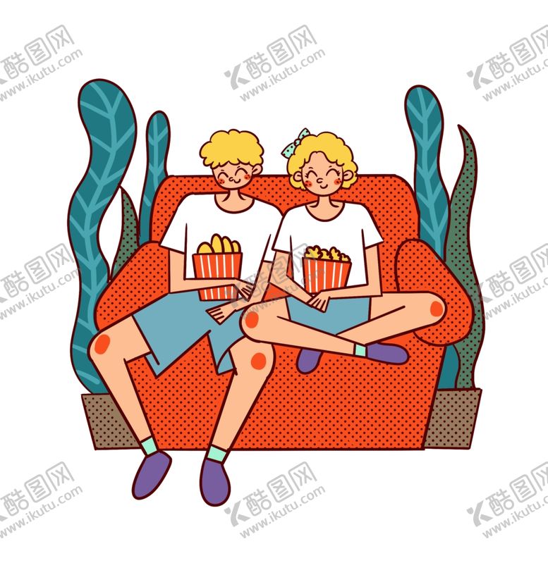 编号：76949304301737559883【酷图网】源文件下载-情侣电影爆米花插画