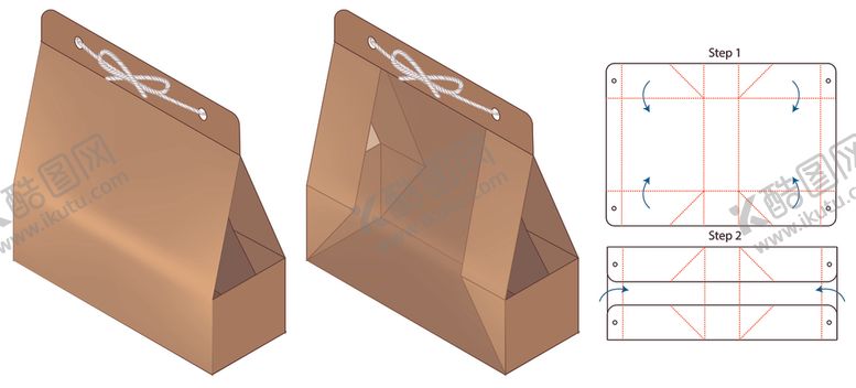 编号：28084309302044143154【酷图网】源文件下载-手提包装盒刀模图