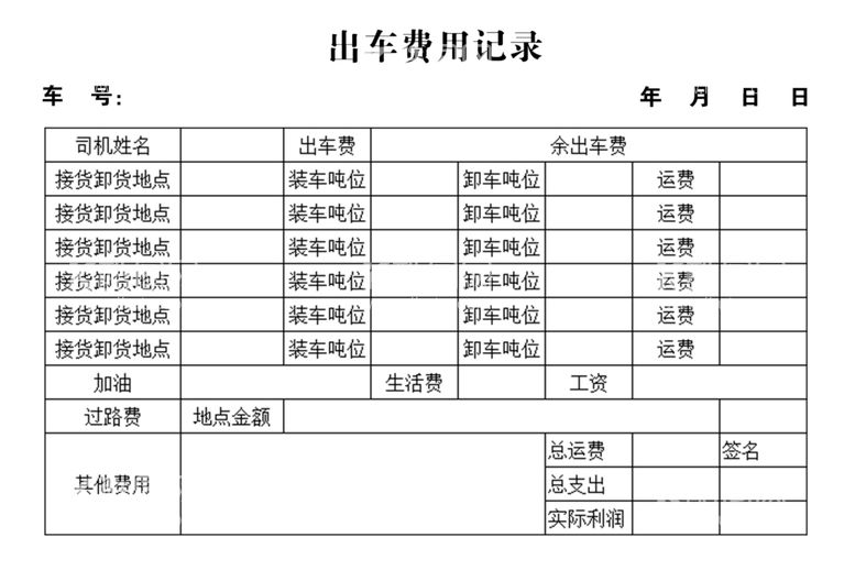 编号：33048012061530556710【酷图网】源文件下载-出车费用记录