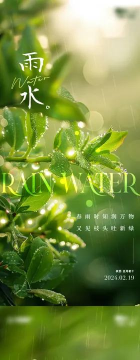 雨水节气海报系列二十四简约地产