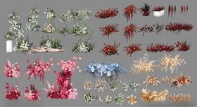 玫红粉色婚礼花艺