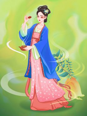 手拿茶壶的古风仕女国风美女