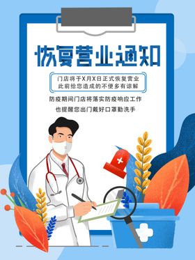 恢复营业通知海报