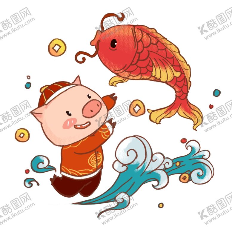 编号：29610306280504142621【酷图网】源文件下载-卡通猪喜庆猪