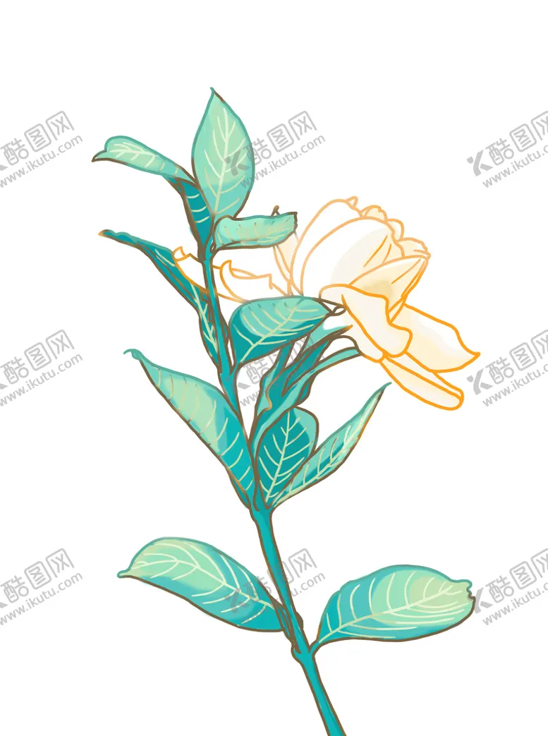 编号：85216909132249294325【酷图网】源文件下载-栀子花植物手绘