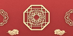 红色简约C4D立体创意喜庆背景