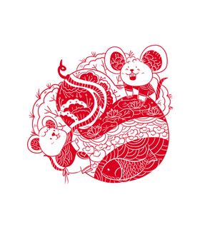 鼠年剪纸风格