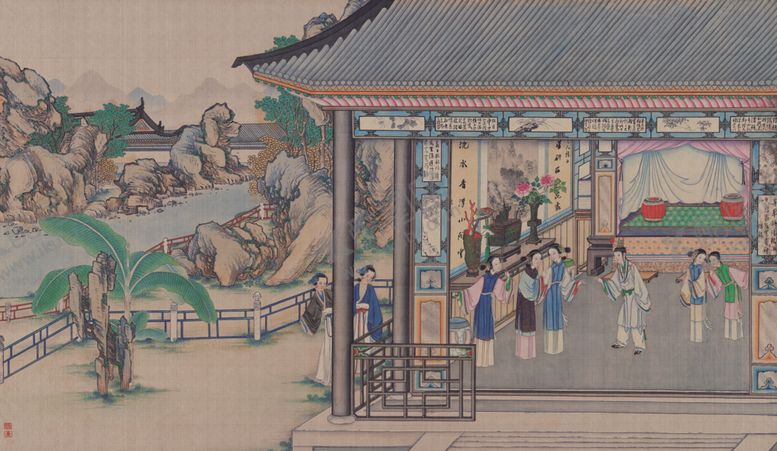 编号：92377409240906406383【酷图网】源文件下载-红楼梦场景精美工笔画