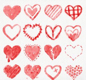 水彩绘爱心设计矢量素材
