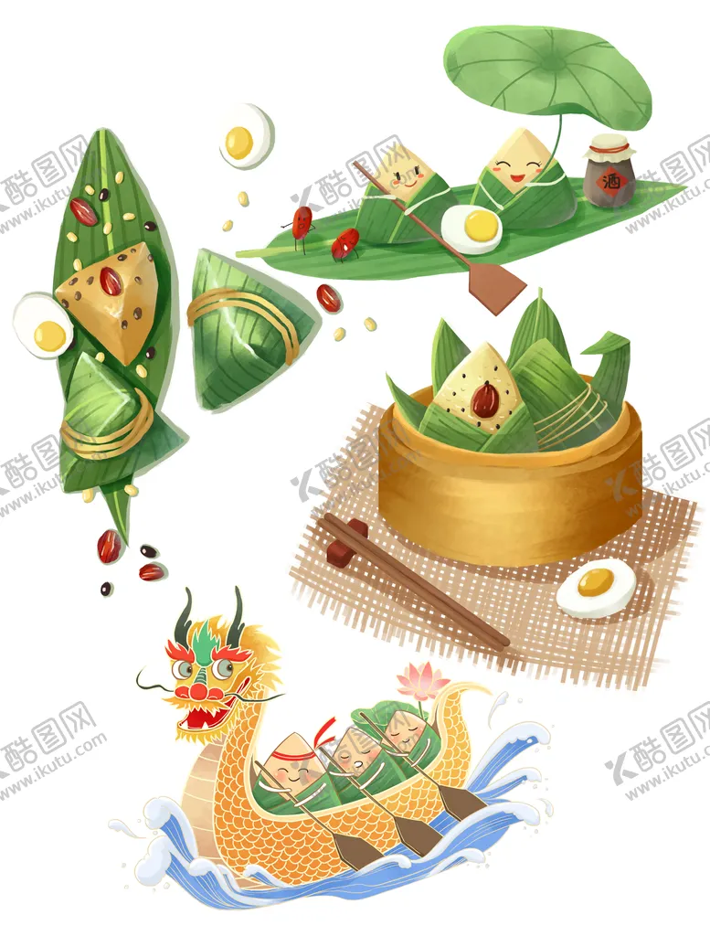 编号：63412809221015579680【酷图网】源文件下载-端午节元素插画
