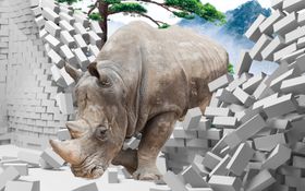3D动物破墙而出