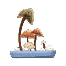 植物拟人小清新手绘插画