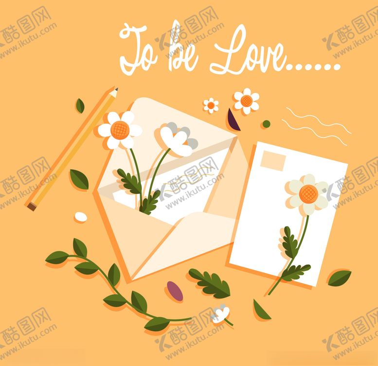 编号：39638310170318204533【酷图网】源文件下载-创意信封信纸和花卉矢量图