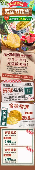 报纸风格海报宣传劳动节商超宣传