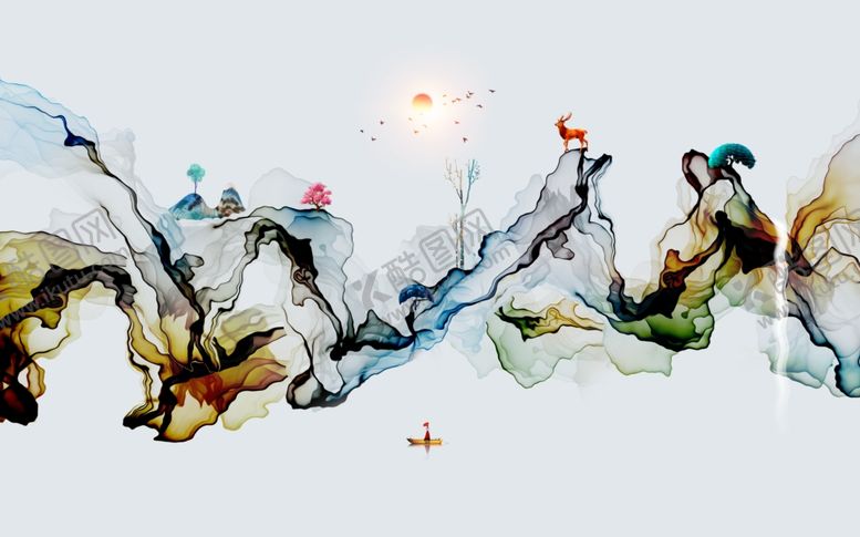 编号：79831509290742161117【酷图网】源文件下载-新中式水墨线条背景