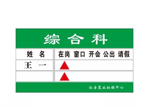 综合科去向牌