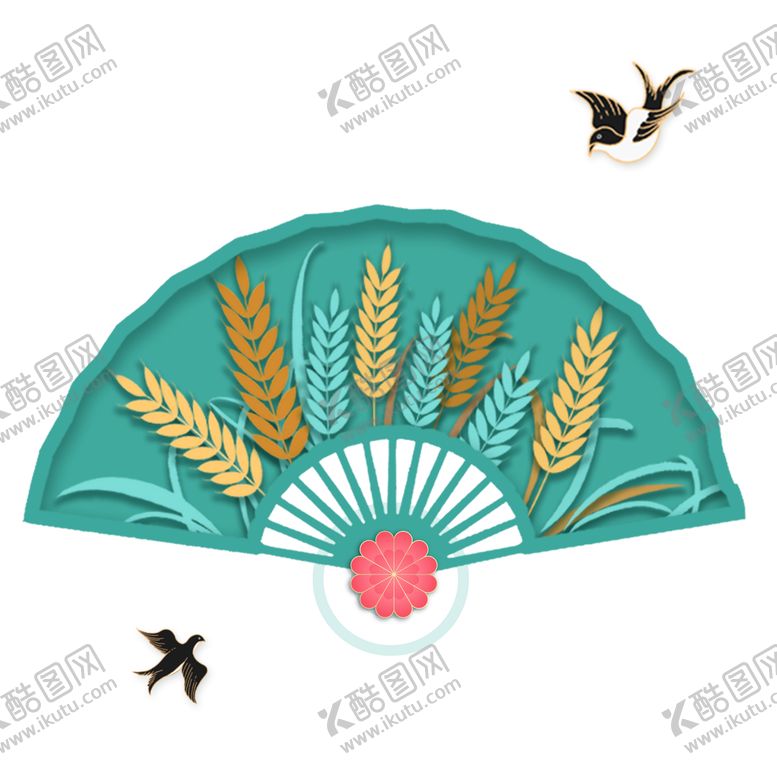 编号：98445110151538131823【酷图网】源文件下载-国潮风扇子素材 