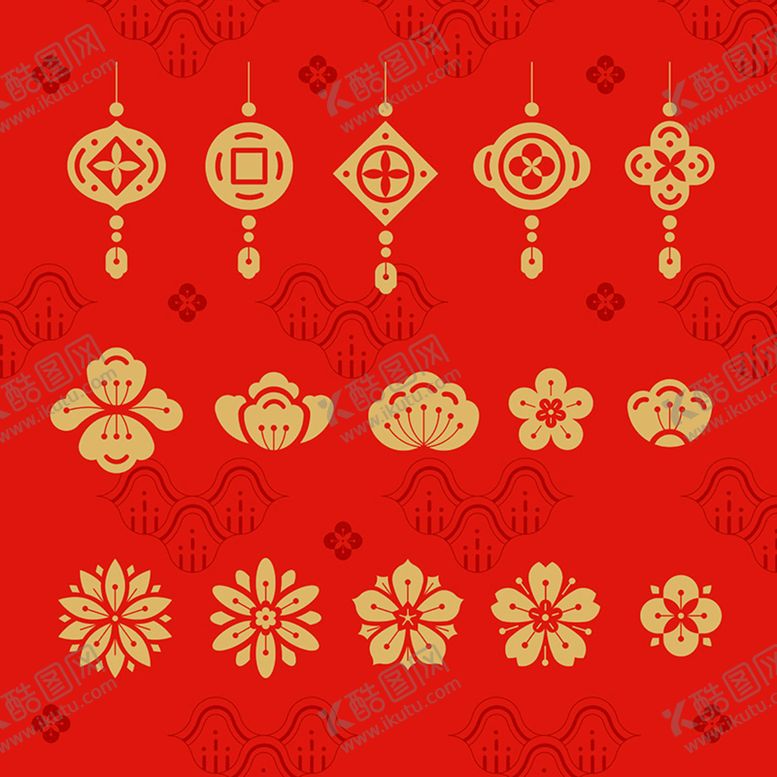 编号：76595501190459202722【酷图网】源文件下载-春节传统花卉图案