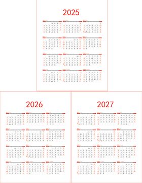 2025-2027年日历